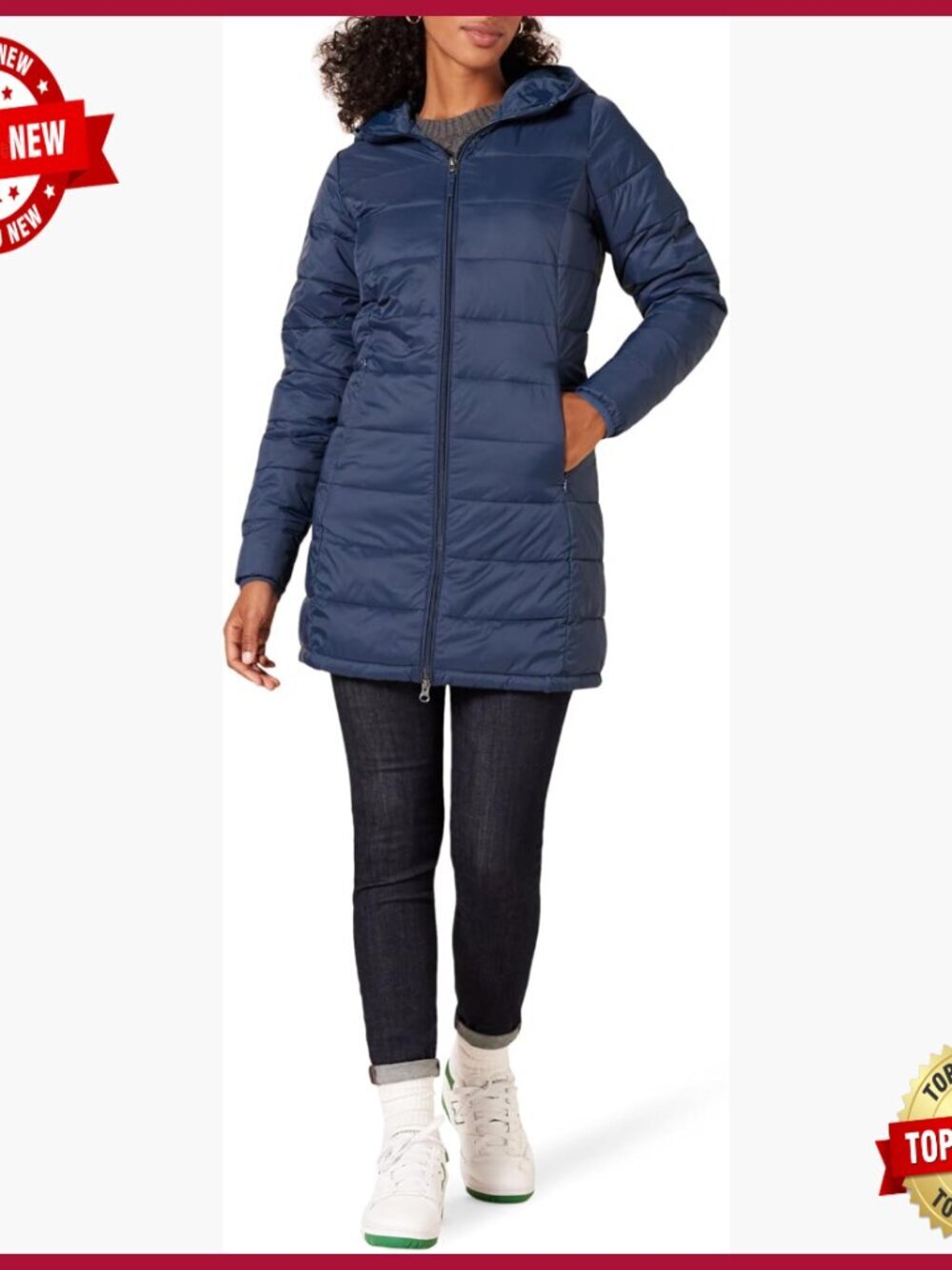 Lightweight Water-Resistant Packable Hooded Puffer Coat Plus Size